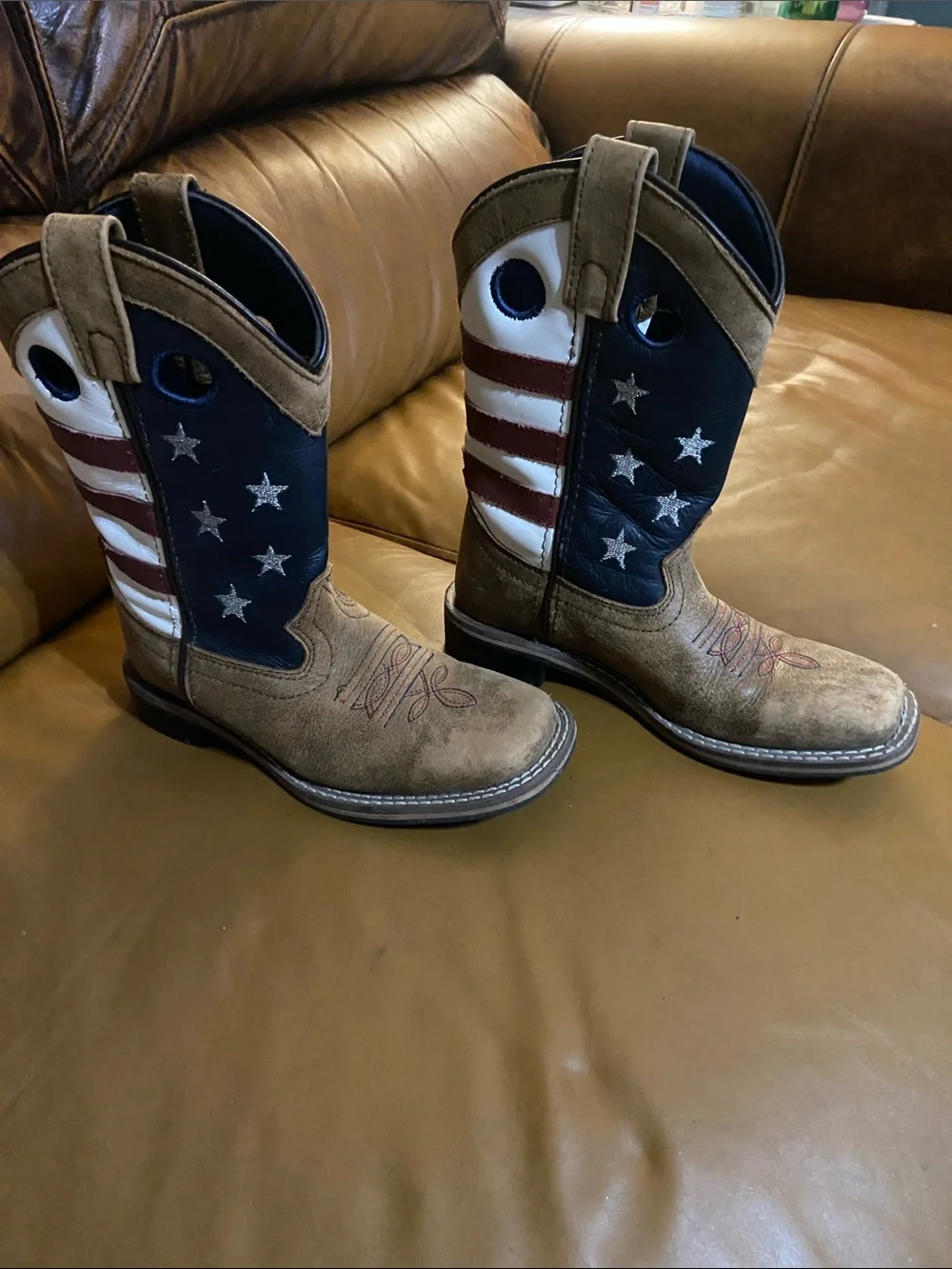 Kids Cody James American Flag Stars & Strips Western Boots Size 1